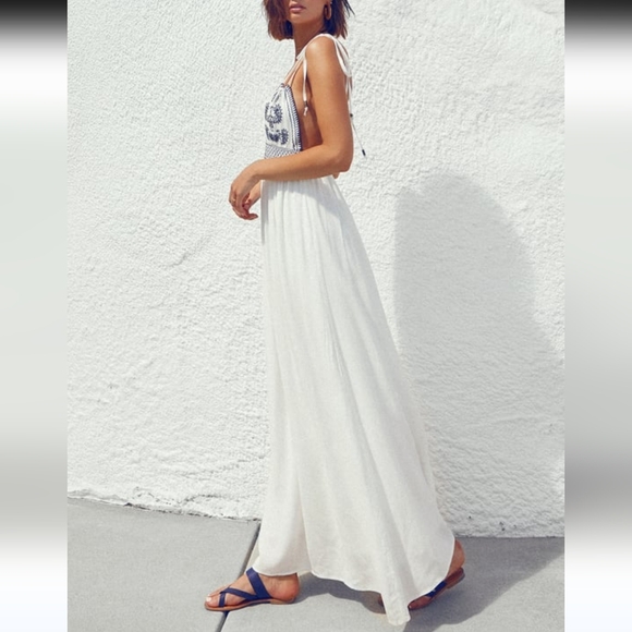 Lulus Days of Sunlight Embroidered Maxi Dress Women's S White Boho Retro Coastal - Picture 2 of 13